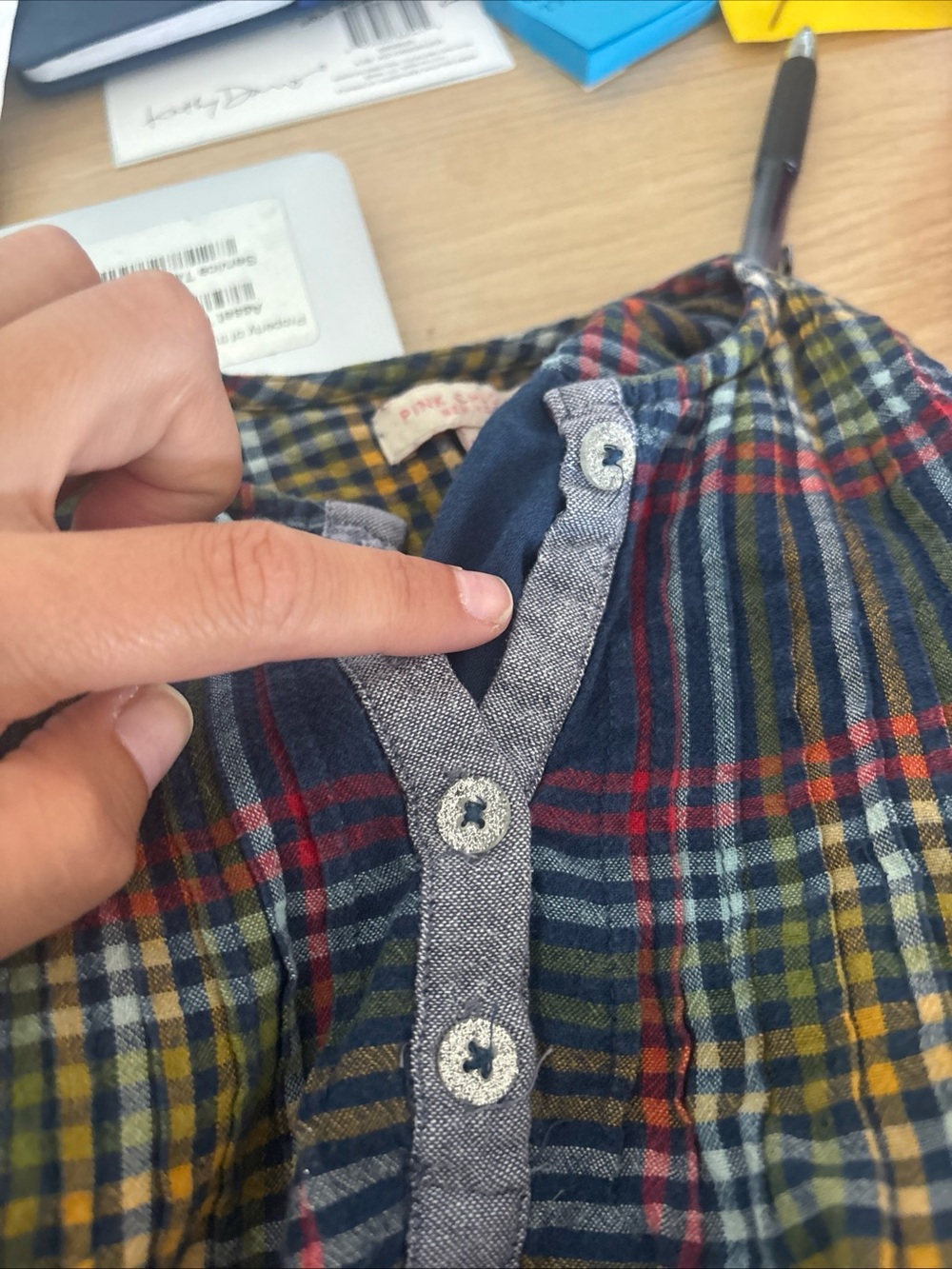 Pink Chicken Plaid Tunic Dress in Navy, Red & Yellow - Picture 5 of 5